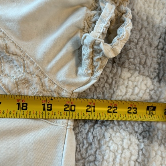 Aventura Cream Short Sleeve Shirt Top Womens Medium Embroidered Cottagecore Boho - Picture 10 of 11